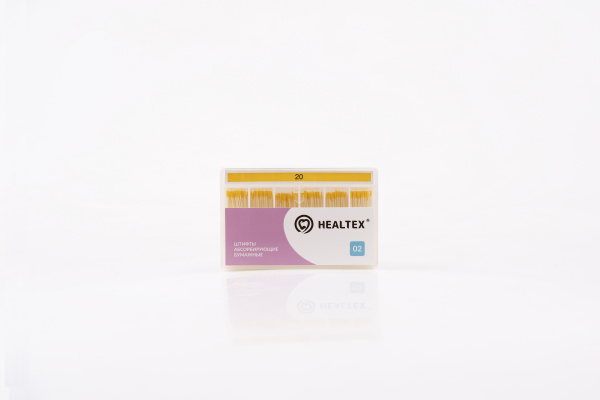 Штифты абсорбирующие бумажные Healtex набор PST20/2 Kit конусность 02, размер 20 - 200 шт.