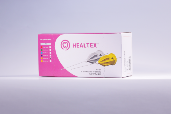 Иглы стоматологические карпульные одноразового применения Healtex 27G (0,4х38 мм)