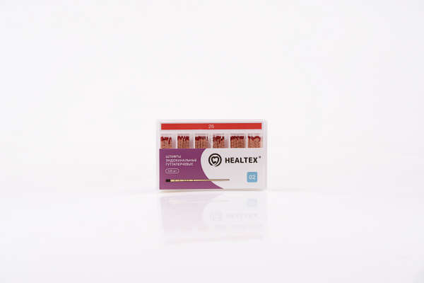 Штифты эндоканальные гуттаперчевые Healtex набор GMM25/2 Kit с маркировкой длины, конусность 02, размер 25 - 120 шт.