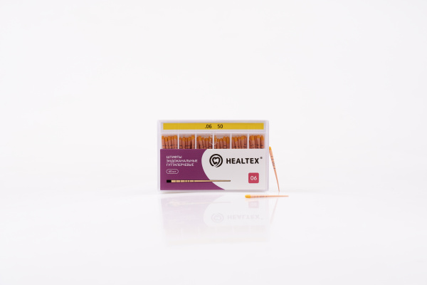 Штифты эндоканальные гуттаперчевые Healtex набор GMM50/6 Kit с маркировкой длины, конусность 06, размер 50 - 60 шт.